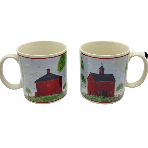 Vintage Other - Coffee Mugs Cups by Sakura Set of 2 Vintage Warren Kimble 1998 BARNS Folk Art